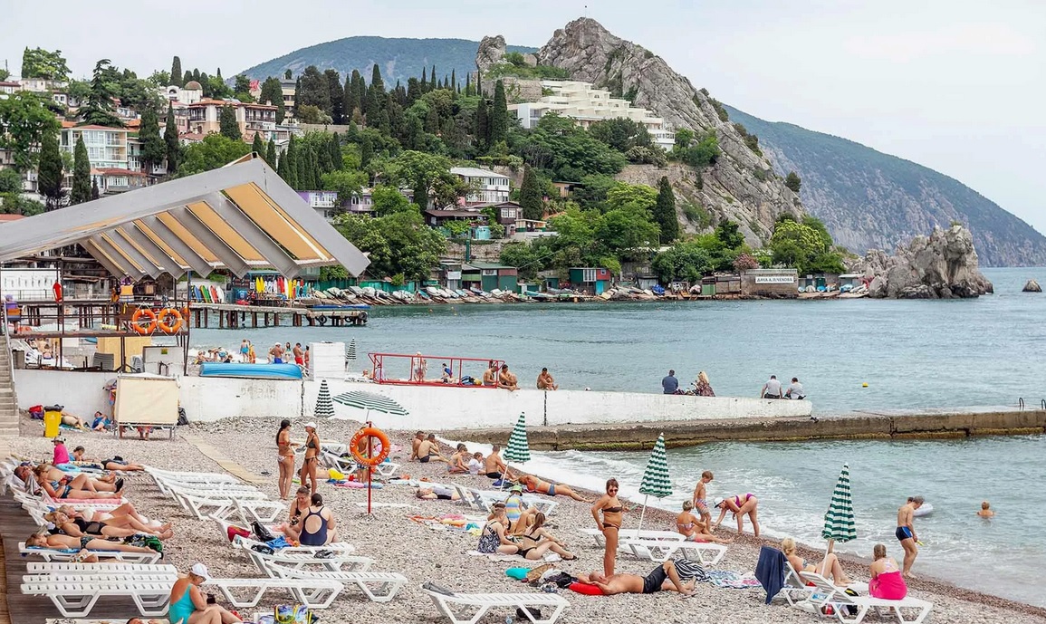 Пляж в Гурзуфе в Крыму